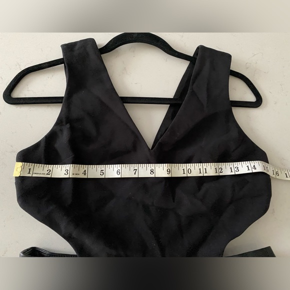 Topshop Black Vegan Faux Leather Cutout Pleated Mini Little Cocktail Dr… - Picture 6 of 10